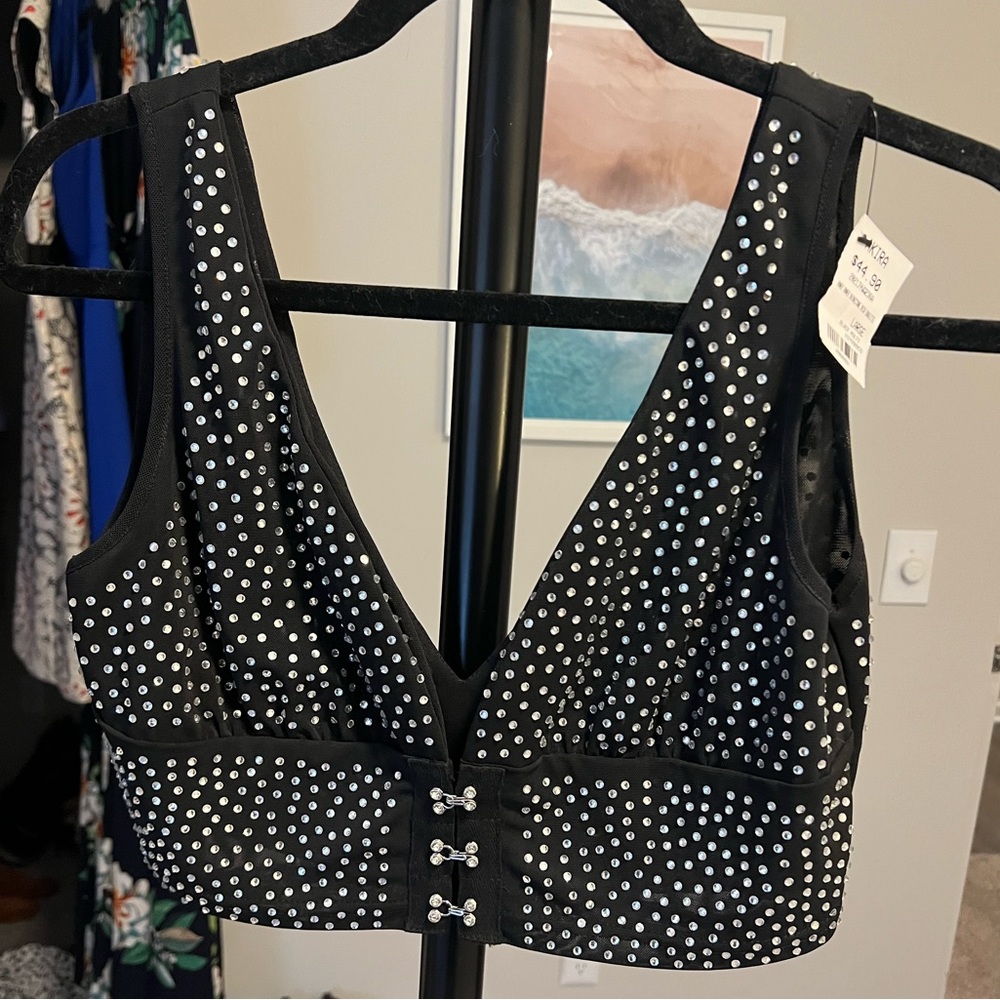 Akira Honey Honey Rhinestone Mesh Bralette